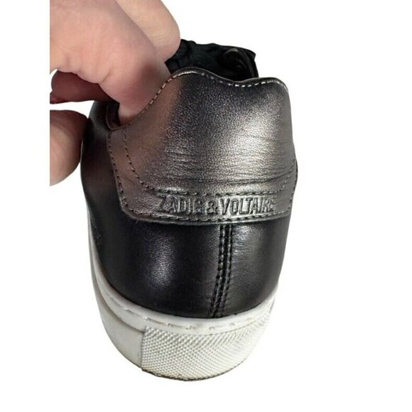 Zadig & Voltaire Women's Sz 37 (6.5) ZV1747 Black Leather Studded Sneakers - Picture 6 of 12